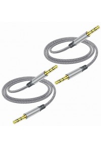 AEA089-NN-C1-3.5mm Aux Cable (6.5ft/2m, Pack of 2) - Male to Male Audio Auxiliary Cord for Headphones, Car, Home Stereos, Speaker